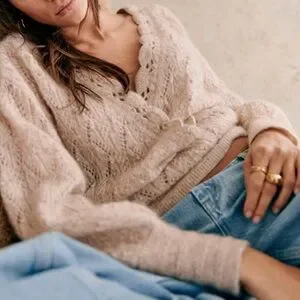 Sezane Cream Knit Sweater